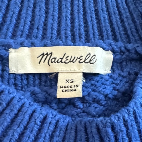 MADEWELL Intarsia Crewneck Sweater Blue and White size XS - Picture 8 of 15